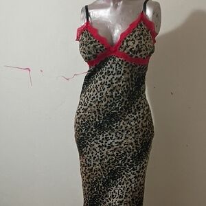 Necessary Objects Leopard Chemise with Red Lace